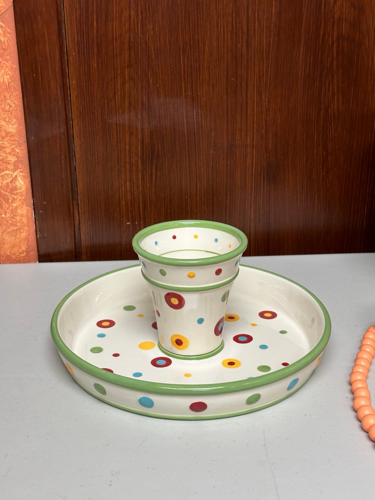 Celebrating Home Polka Dot pattern Chip and Dip Container - Cake pedestal