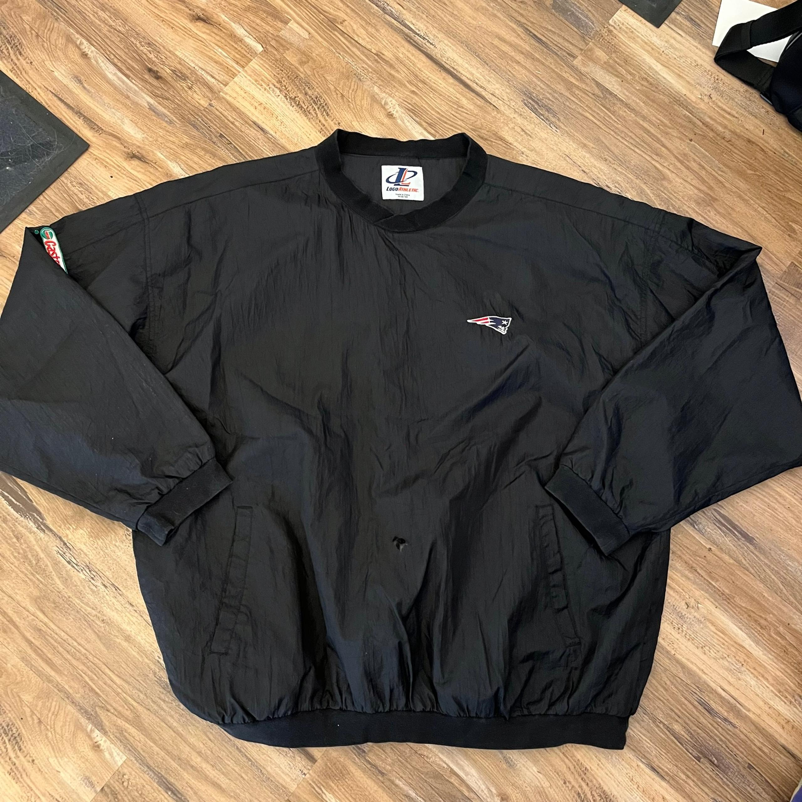 Mens vintage 90s logo athletic New England patriots windbreaker top sz XXL black