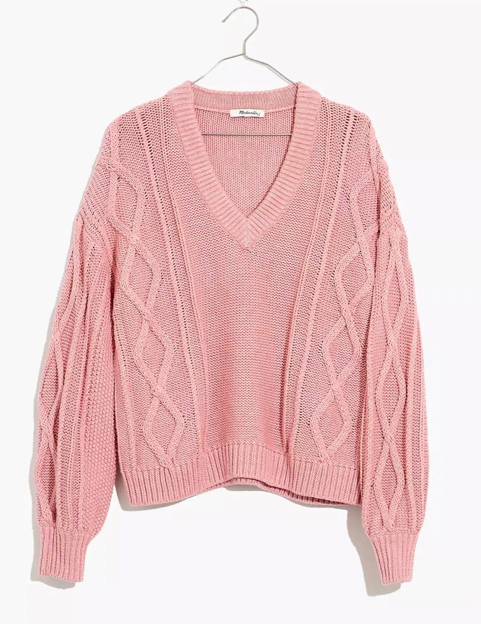 Madewell Augustus Cableknit V-Neck Sweater