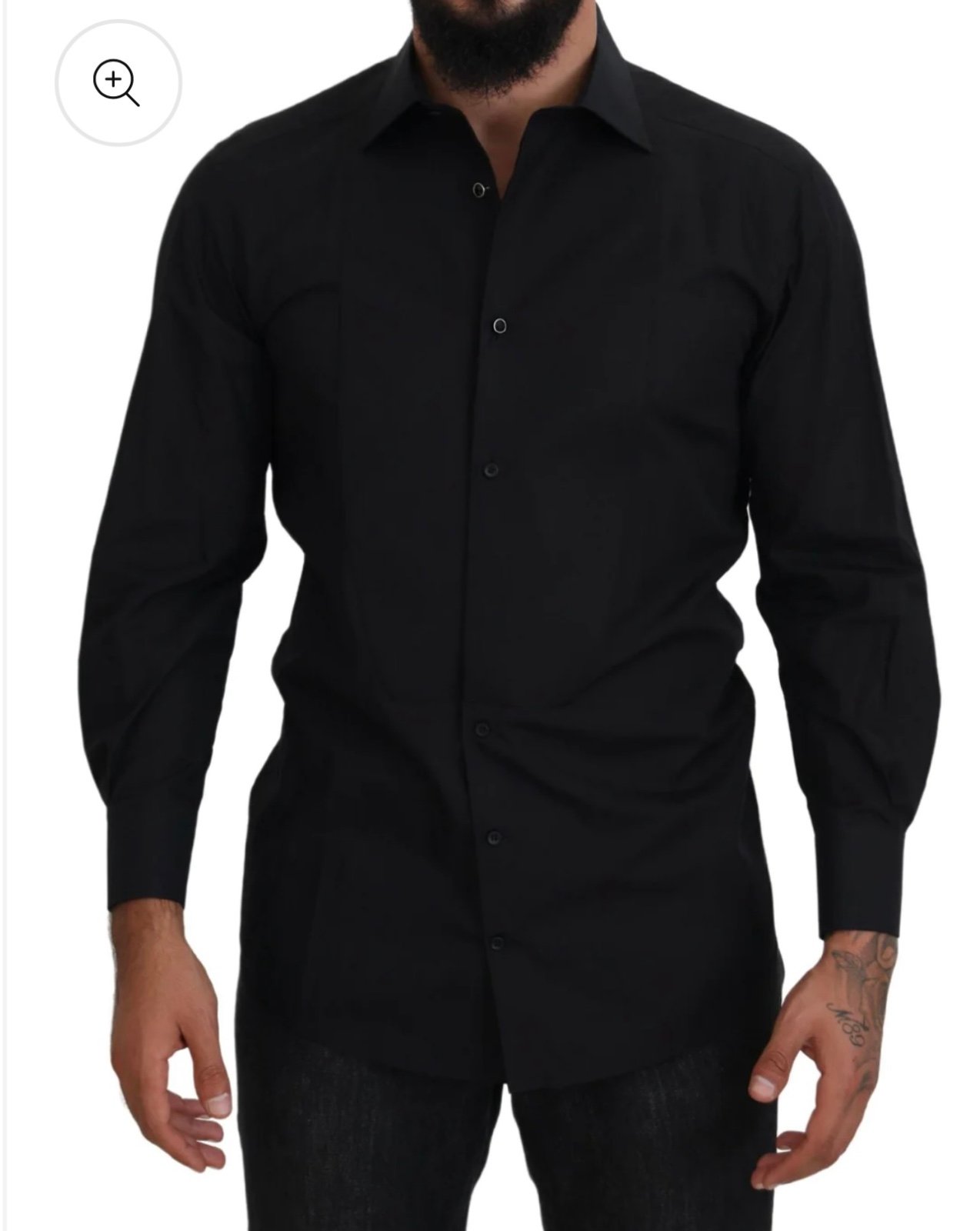 Dolce Gabbana Button-front black shirt slim fit collar 16/41 US Large