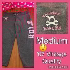VS PINK 2007 Vintage Love, Pink & Rock n' Roll Sweatpants - MEDIUM - HTF