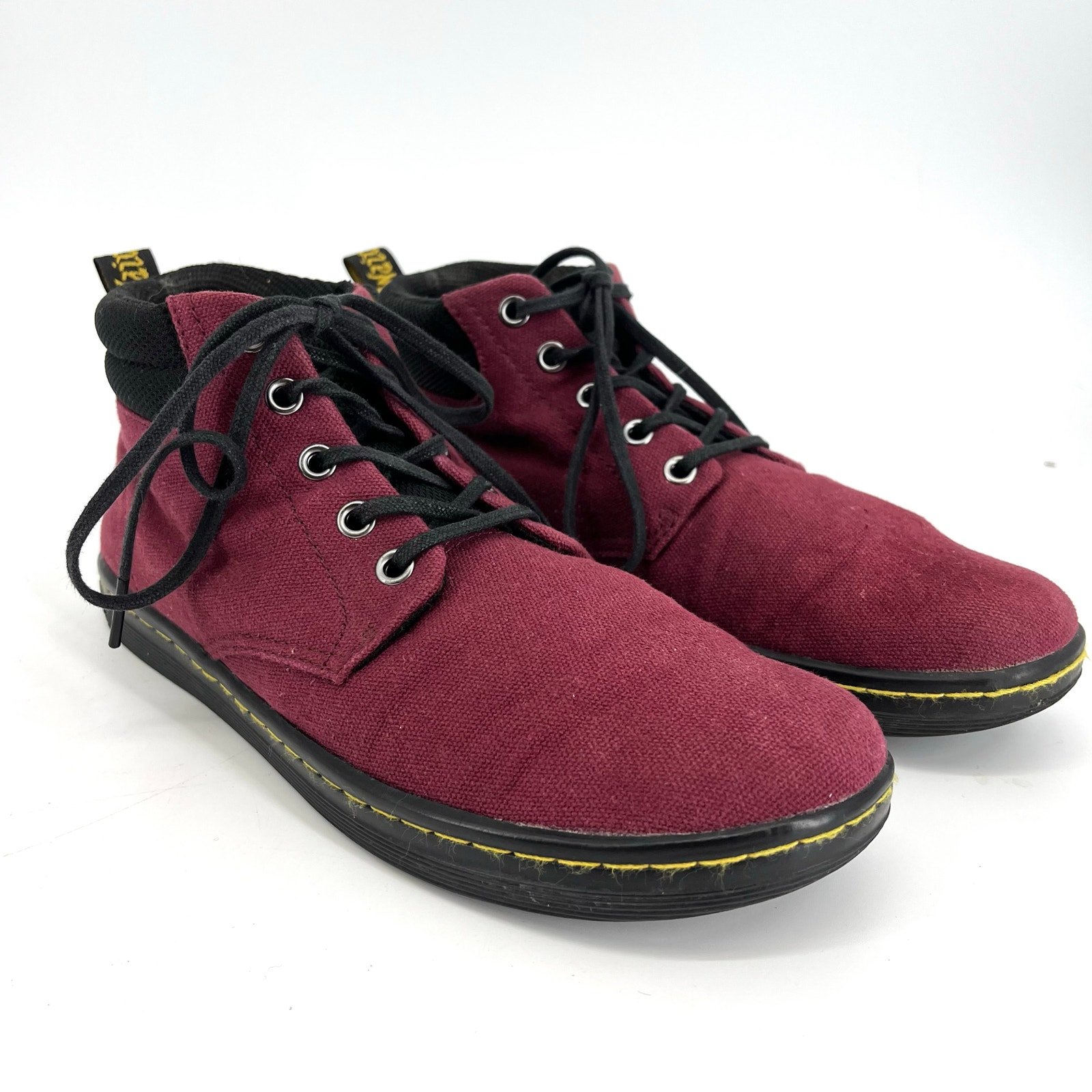 Dr Martens red claret maroon fabric Belmont lace shoe chukka boots (EU 41 US9)