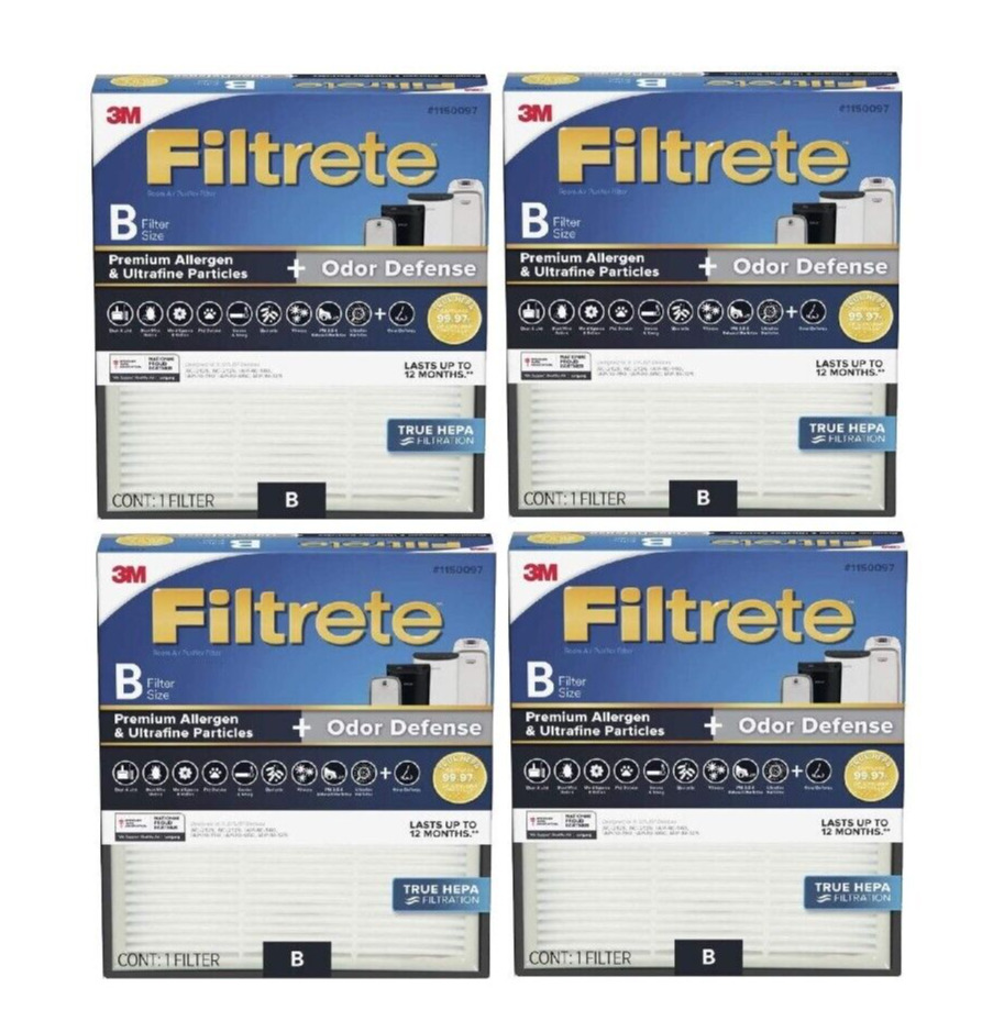 3M Filtrrete Filter B Replacement Hepa Air Filter Model 1150097 4 Pack