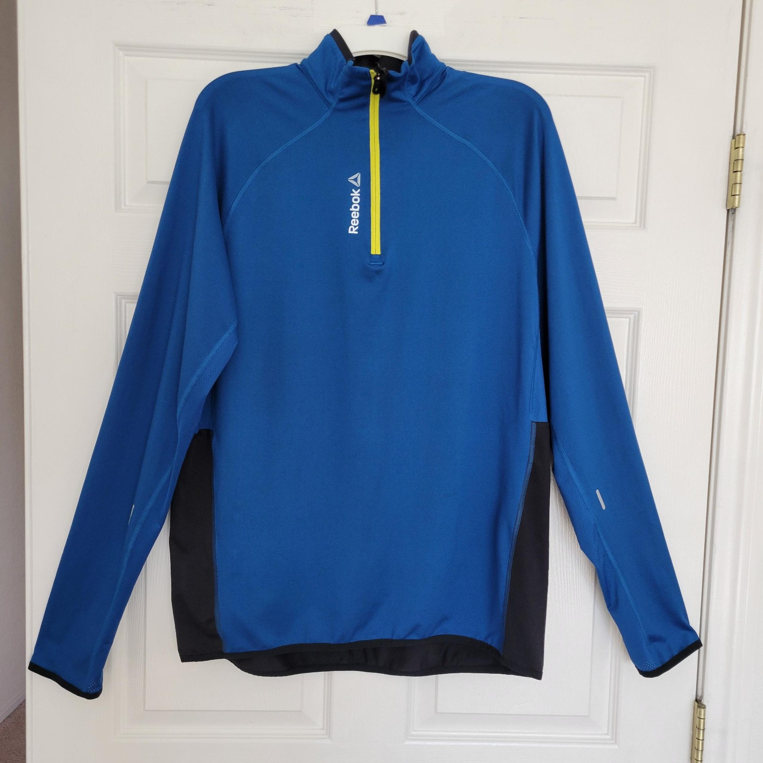 Reebok 1/4 Zip Blue Long Sleeve Athletic Pullover Sweatshirt Size Large