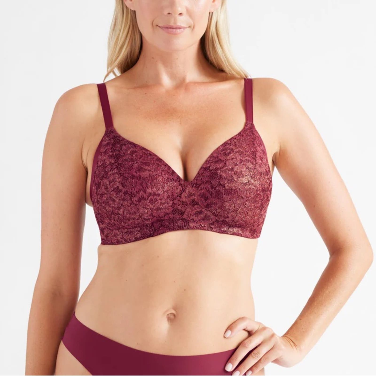 KNIX Lace WingWoman Wireless Contour Bra in Red VelvetSize 7+36F, 38F, & 38E/DDD