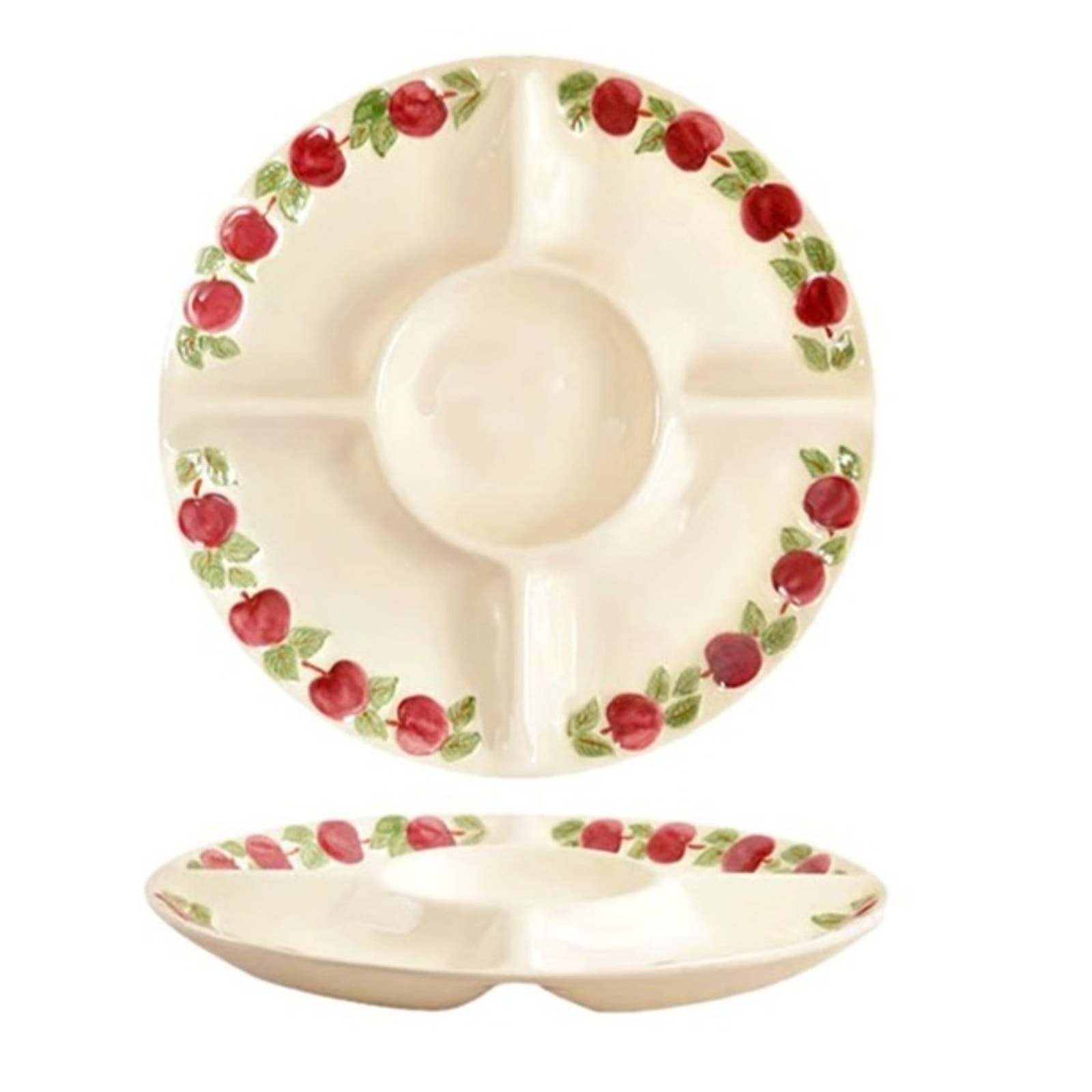 New Ceramic Chip & Dip pApple Set – 13 1/8 Round | Crafted in England/Portugal