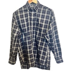 Burberry Blue and White Plaid Button-Down Collared 100% Cotton Dress Shirt