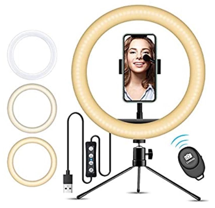 10 ring light phone holder and remote
