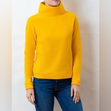 Dudley Stephens Park Slope Vello Fleece Turtleneck in Marigold Size Medium