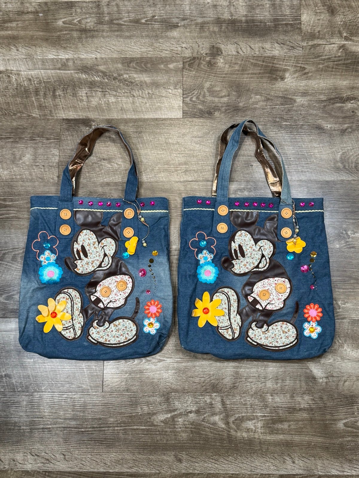 DISNEYLAND MICKEY MOUSE DENIM TOTE LIMITED EDITION SET OF 2 50th anniversary