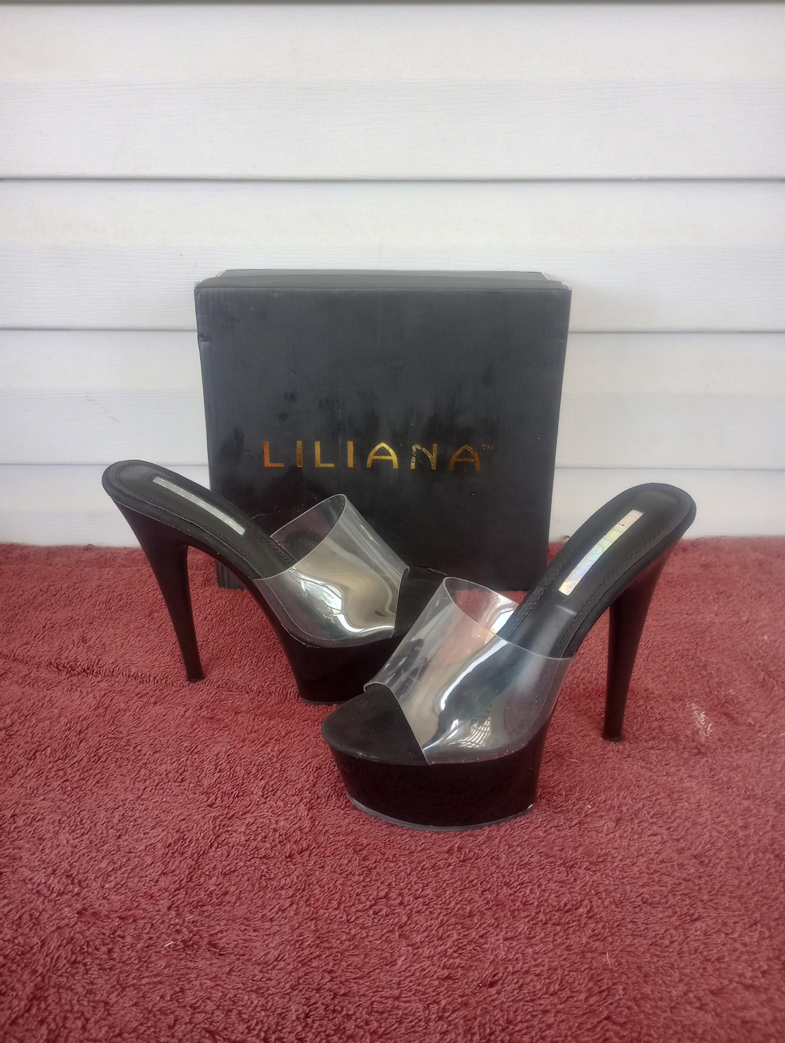 Liliana women's stiletto clear heels with platform size 7.5