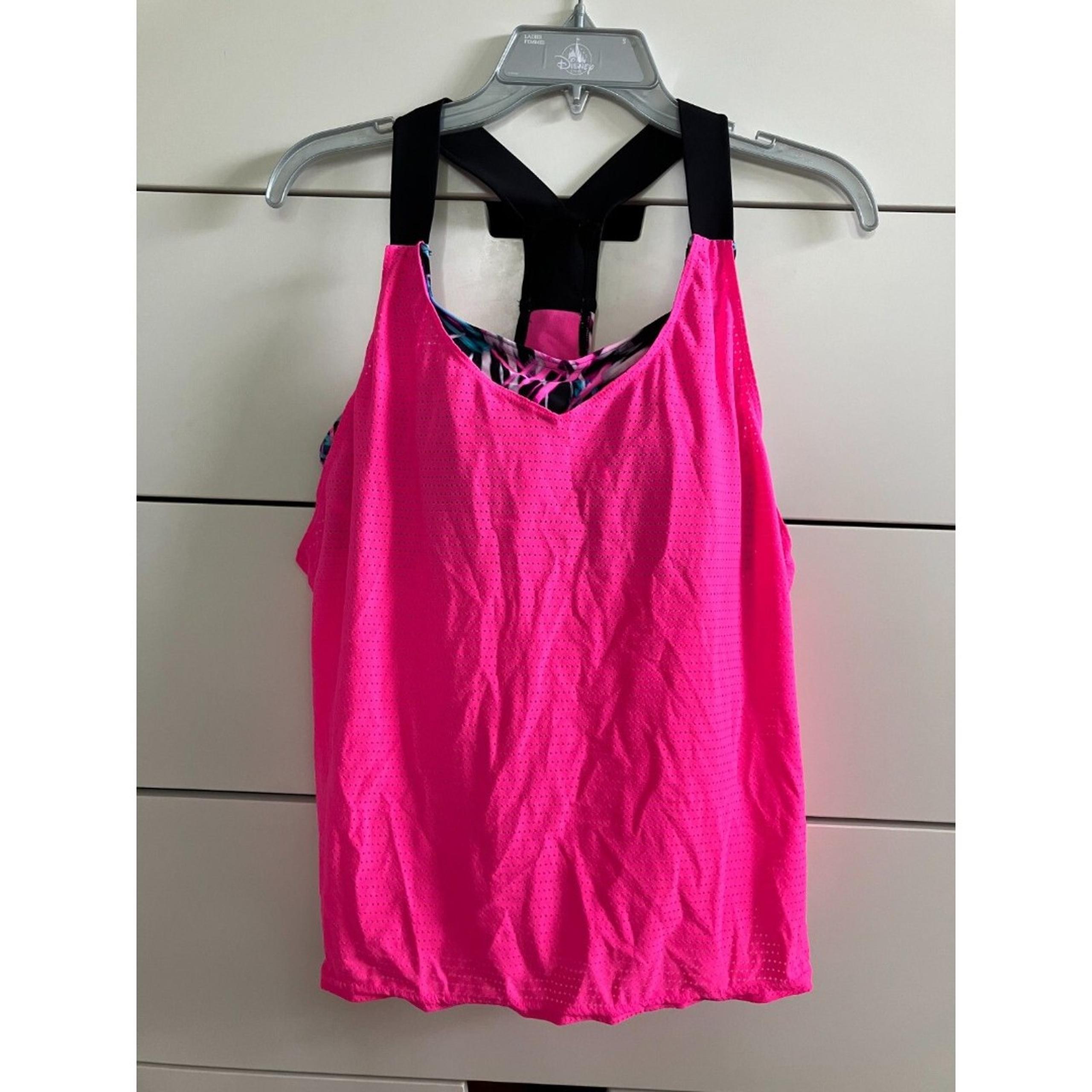 Zeroxposur Women's UPF 50+ Wide Strap Tankini Swimsuit Top Medium Fuschsia