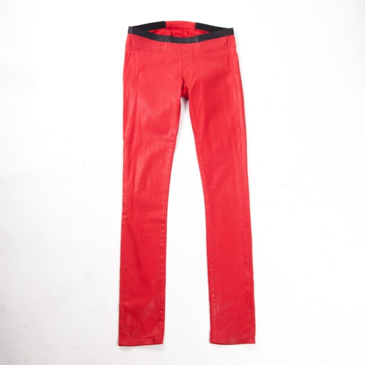 Helmut Lang Red Coated Denim Leggings 26