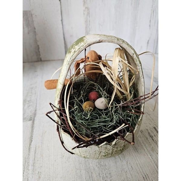 Vintage Easter basket eggs shabby chic unique Easter decor