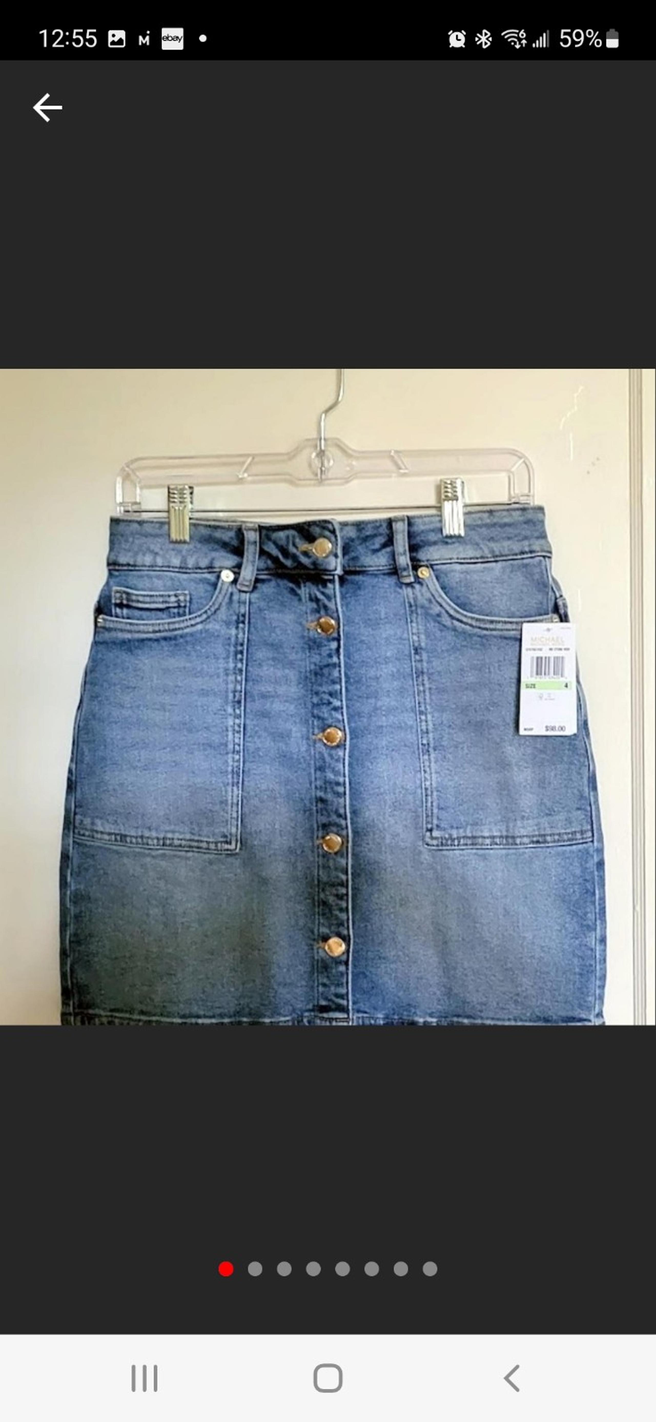 Michael Kors Buttonfront Stonewashed Denim Skirt Size 4 NWT