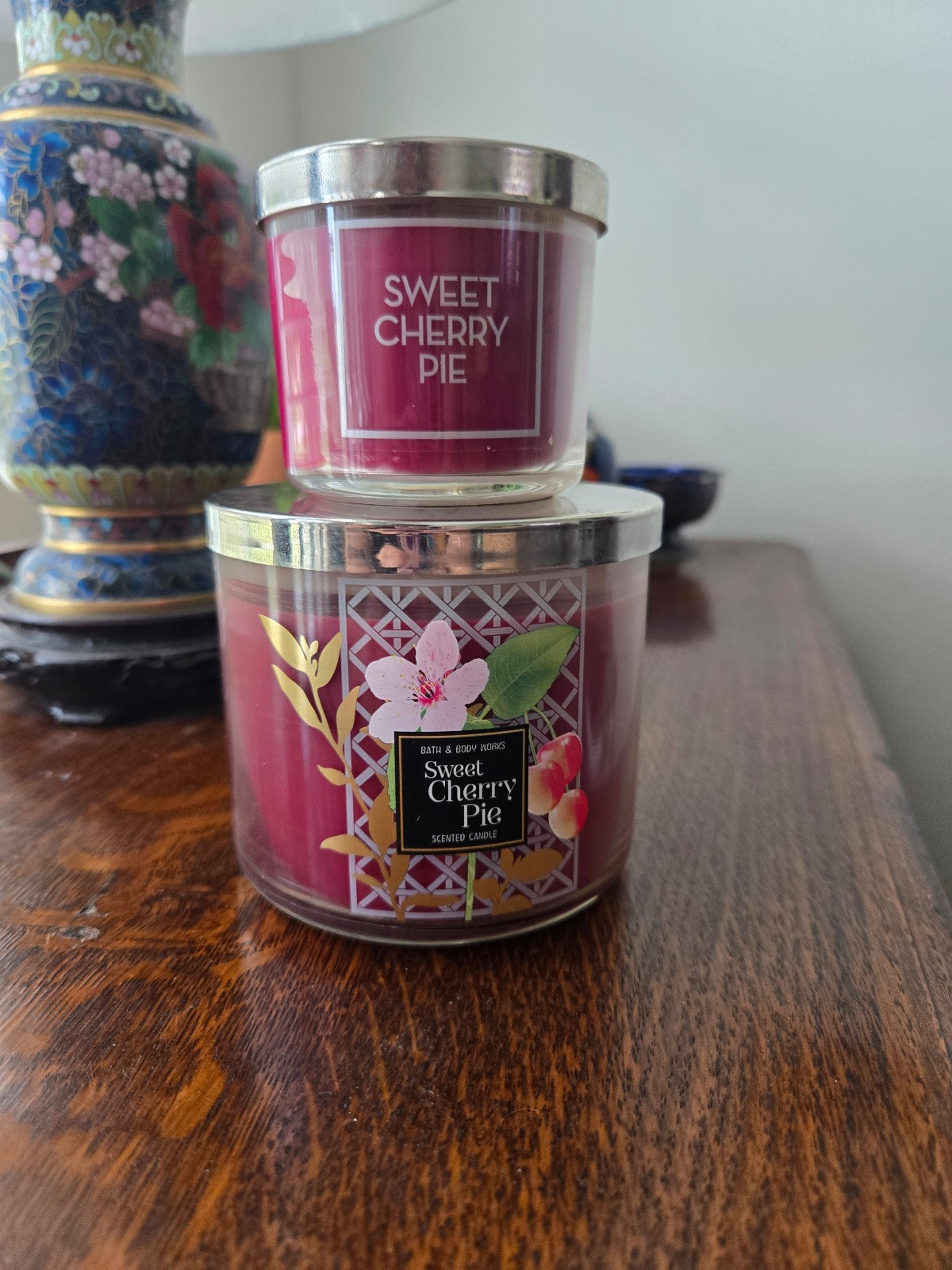 Bath and Body Works Sweet Cherry Pie 3 Wick and Tester Candle