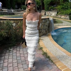 House of Cb SOLANA IVORY SEQUIN PLEAT MAXI DRESS. Size XL