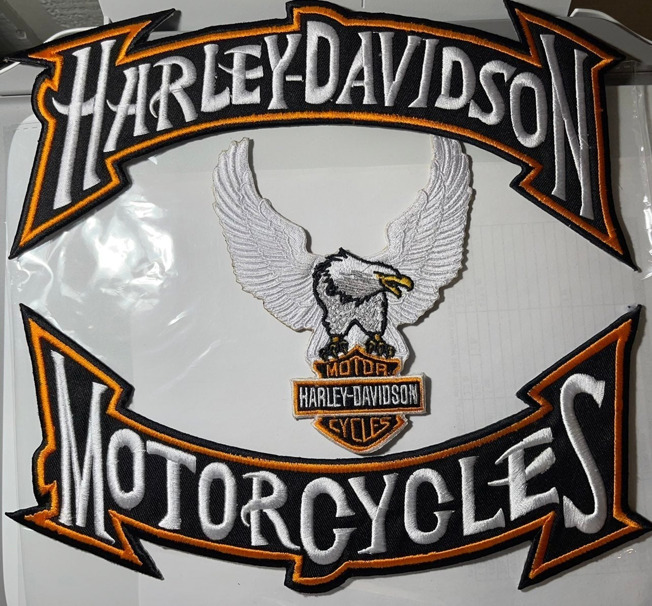 HARLEY ROCKERS WILLIE G. Eagle Motorcycle Jacket Vest BACK PATCH large 3pc. Set