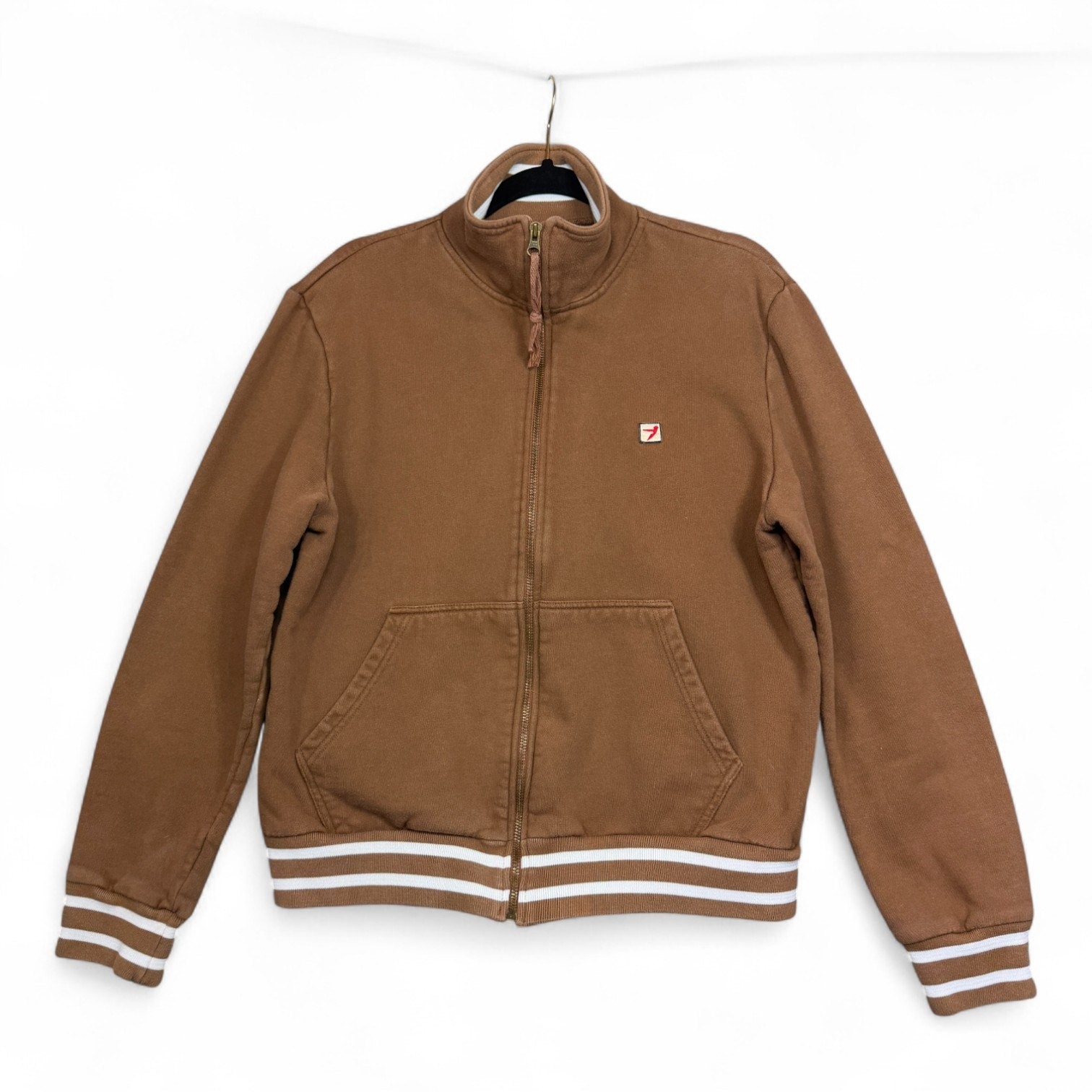 Vintage Diesel 55DSL Full Zip Sweatshirt Jacket Mens L Brown Striped Logo Y2K