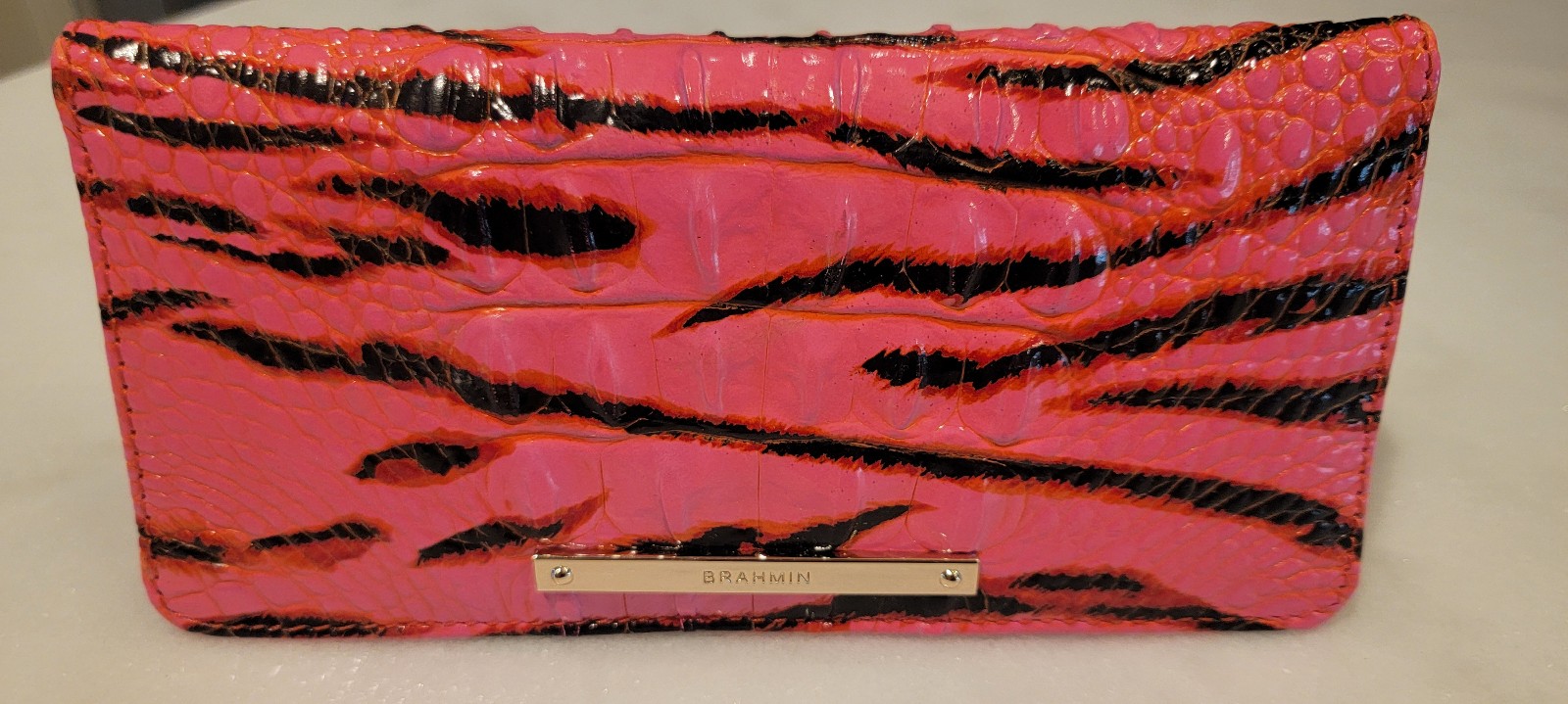 EUC Brahmin Pink feline Ady wallet