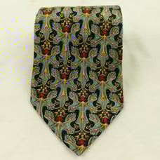 Brioni 100% Silk Gold Chain Blue Gold Floral Neck Tie 57.5L 4W