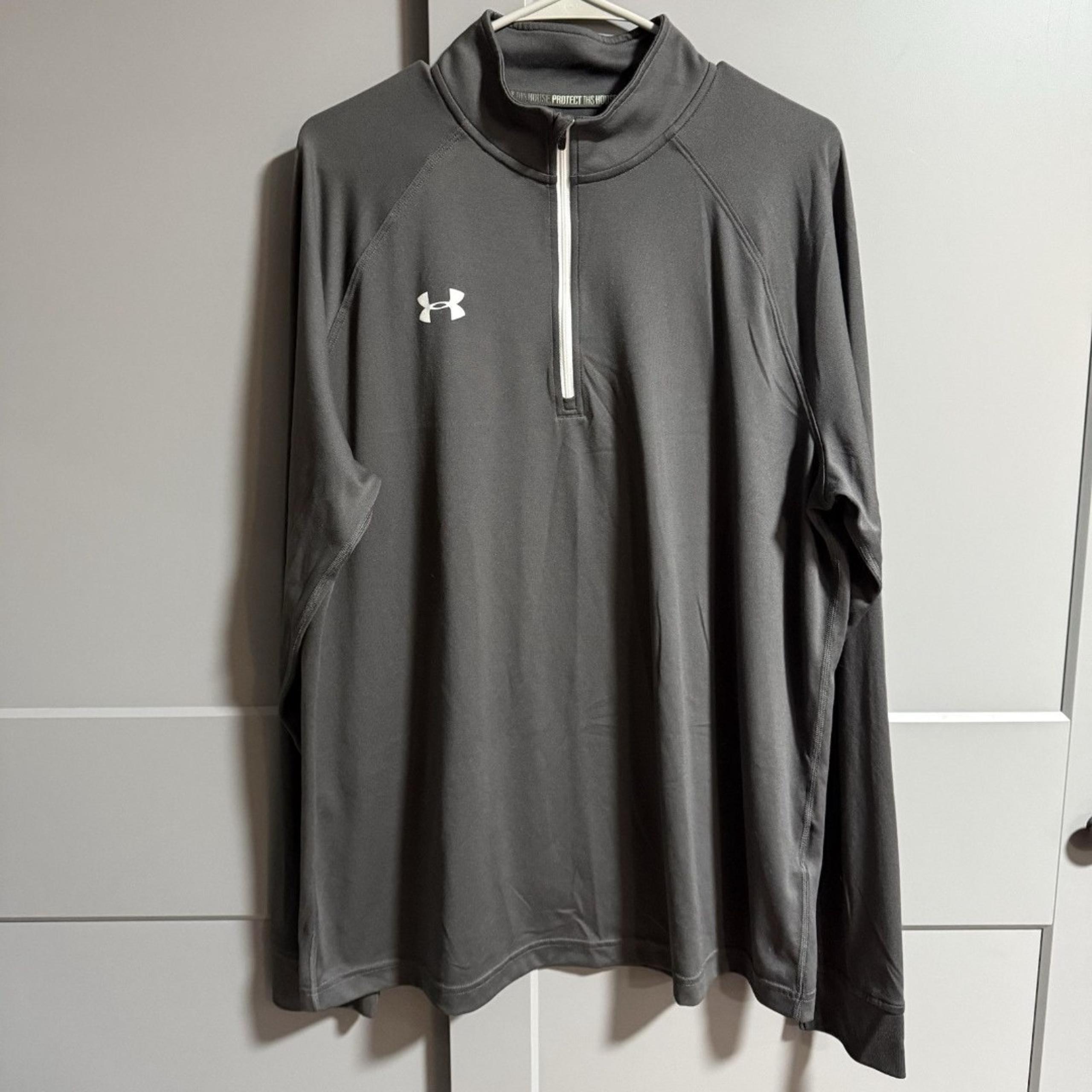Under Armour Men Loose Long Sleeve Zip Henley T-Shirt Heatgear Gray XL