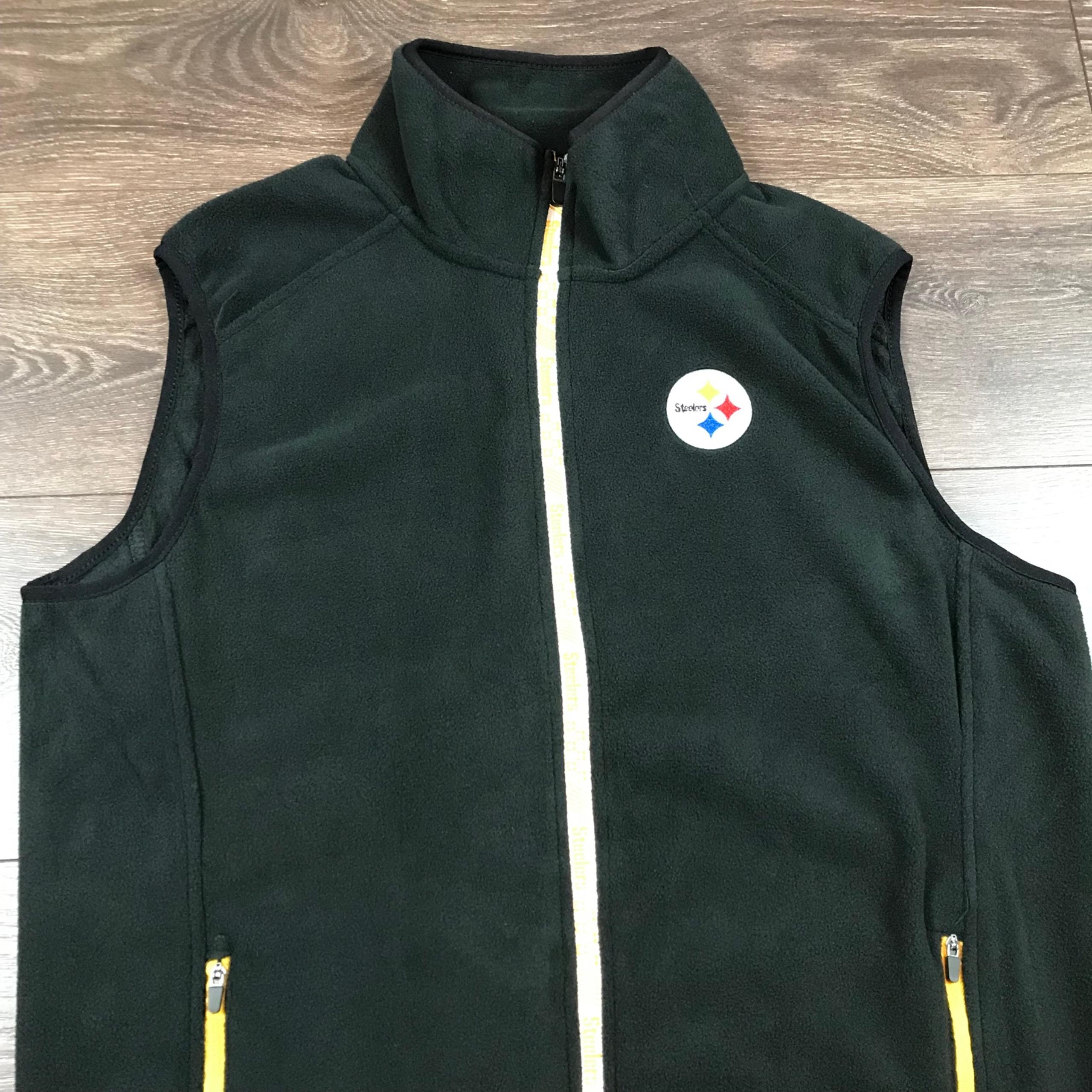 Team Apparel Men’s NFL Pittsburgh Steelers Full Zip Black Business Casual Vest M