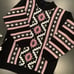 Vintage Clifton Place Knit Southwestern Pattern Long Sweater Mock Neck Pink