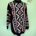 Vintage Clifton Place Knit Southwestern Pattern Long Sweater Mock Neck Pink