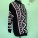 Vintage Clifton Place Knit Southwestern Pattern Long Sweater Mock Neck Pink