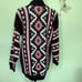 Vintage Clifton Place Knit Southwestern Pattern Long Sweater Mock Neck Pink