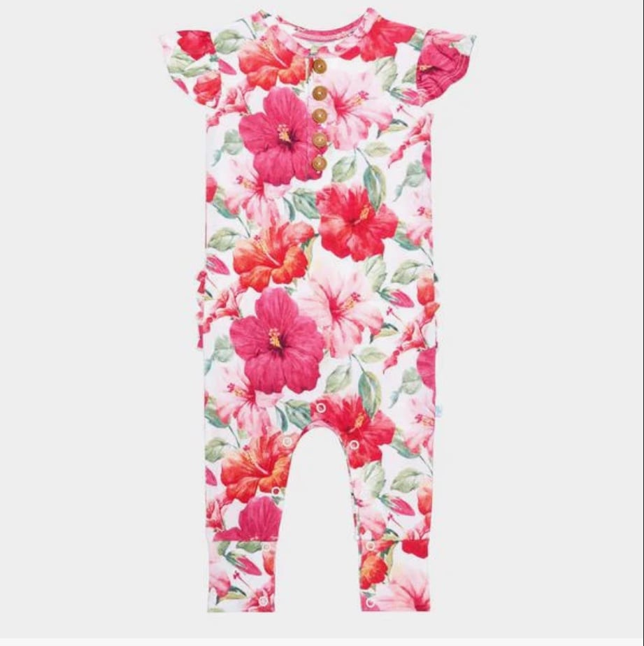 NEW Posh Peanut - Ruffled Capsleeve Henley Romper 18-24 mo