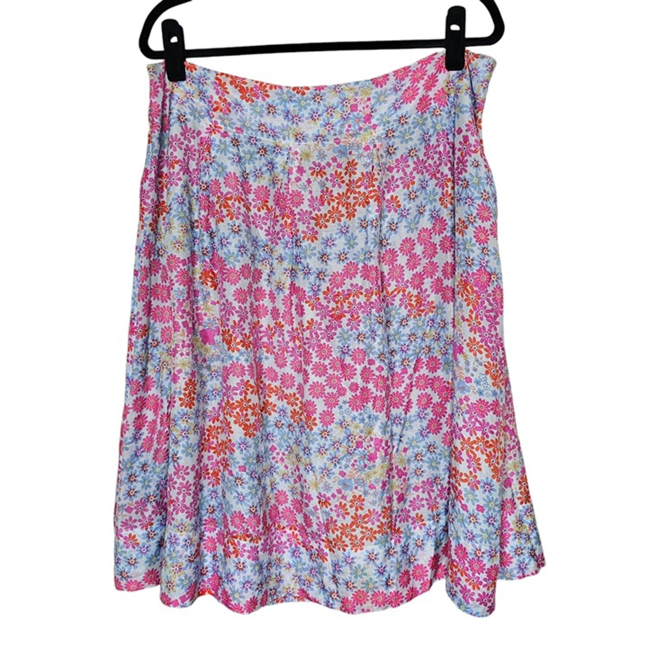 Pendleton 12 Colorful Pink Blue Silk Cotton Blend Floral Midi Skirt A Line Lined