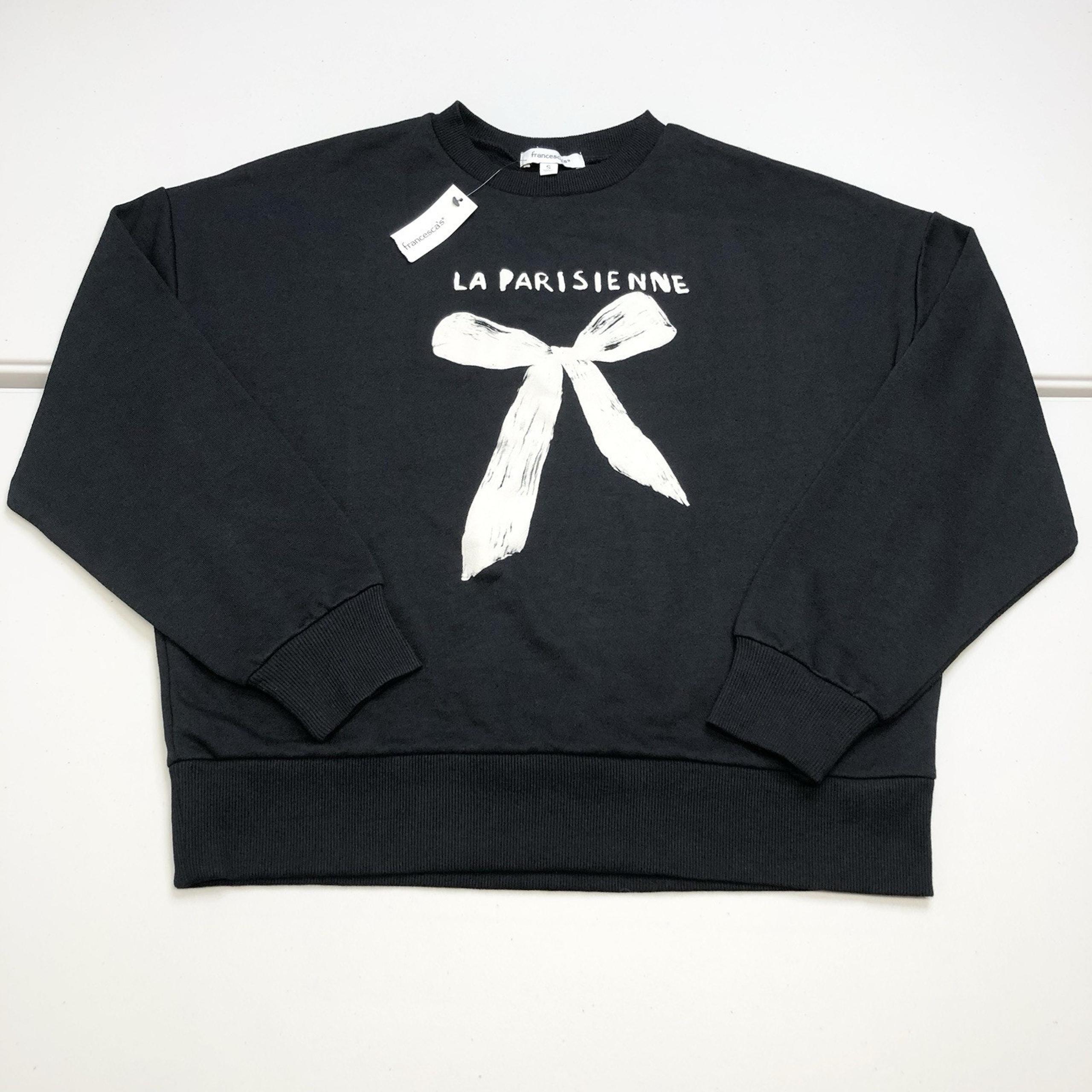 Francesca’s Women’s LA PARISIENNE Sweatshirt Black Size Small Logo