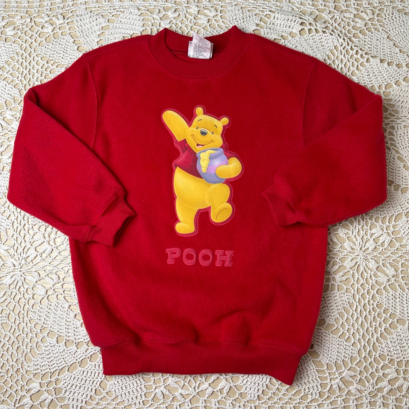 Vintage 1990s Disney Store Kids S 7/8 Winnie the Pooh Fleece Pullover Sweatshirt