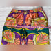 Zara Purple Pink Yellow Vibrant Patterned Satin Effect Boho Palazzo Pants -Large