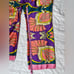 Zara Purple Pink Yellow Vibrant Patterned Satin Effect Boho Palazzo Pants -Large