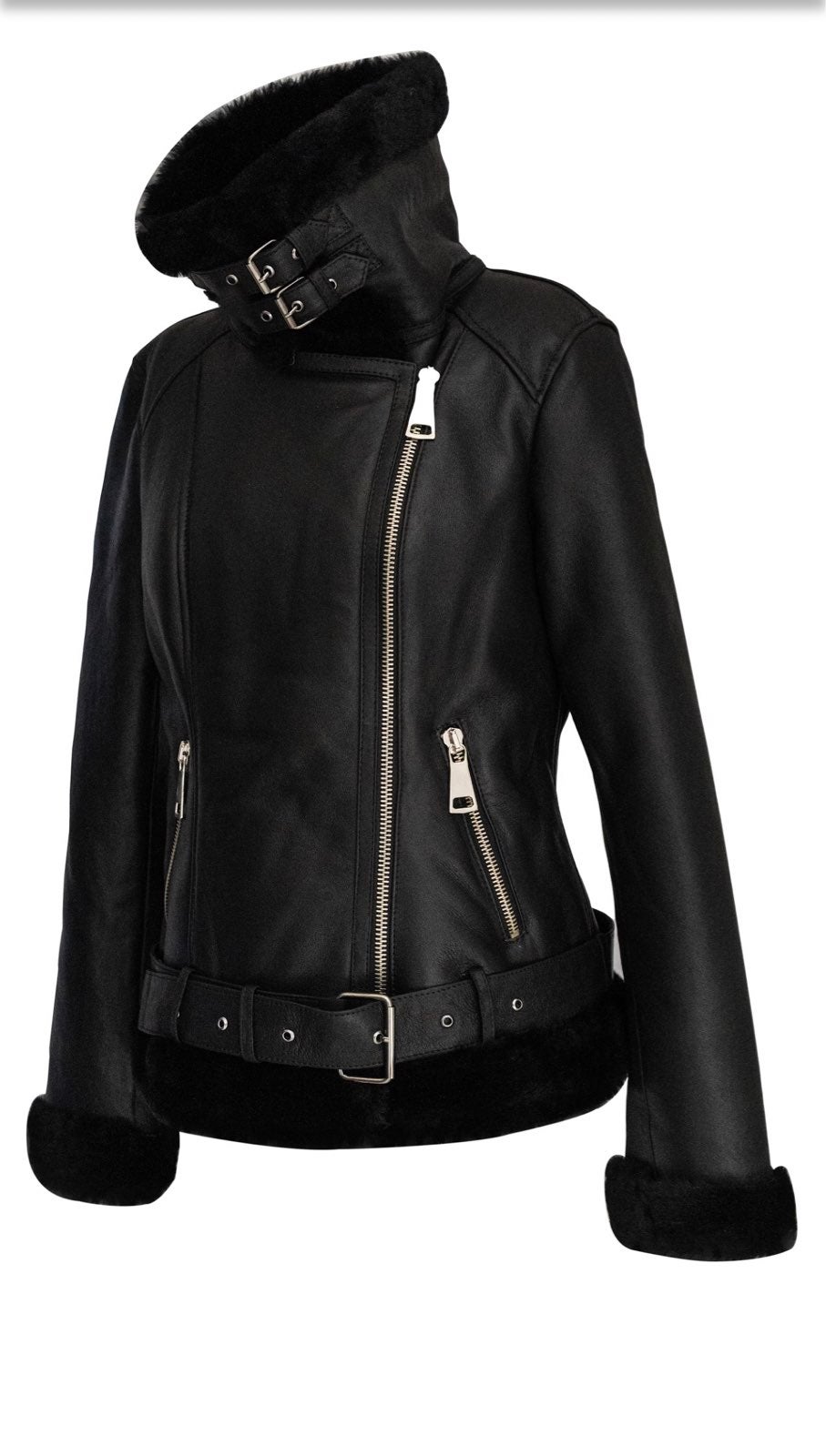 Sheepskin shearling bomber jacket