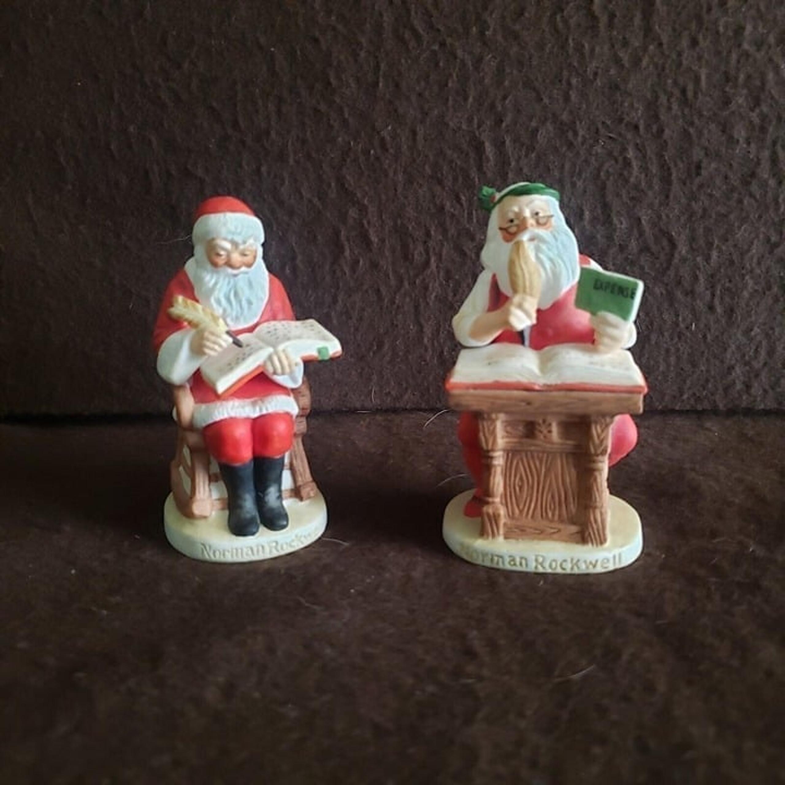 1982 Norman Rockwell Checking Good Deed Porcelain Santa & 1981 Gorham SEP
