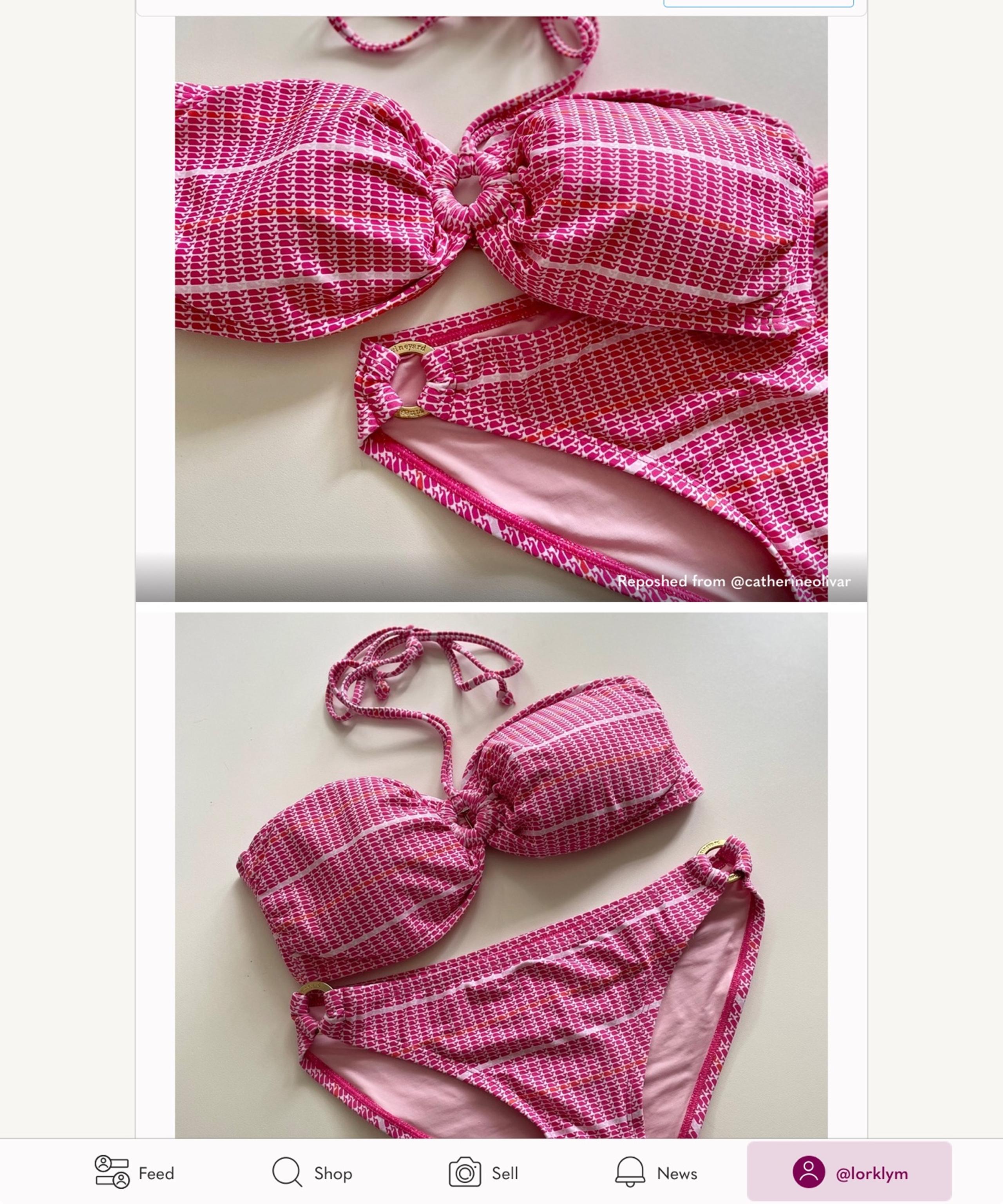 Bikini vineyard vines bikini pink & white reselling