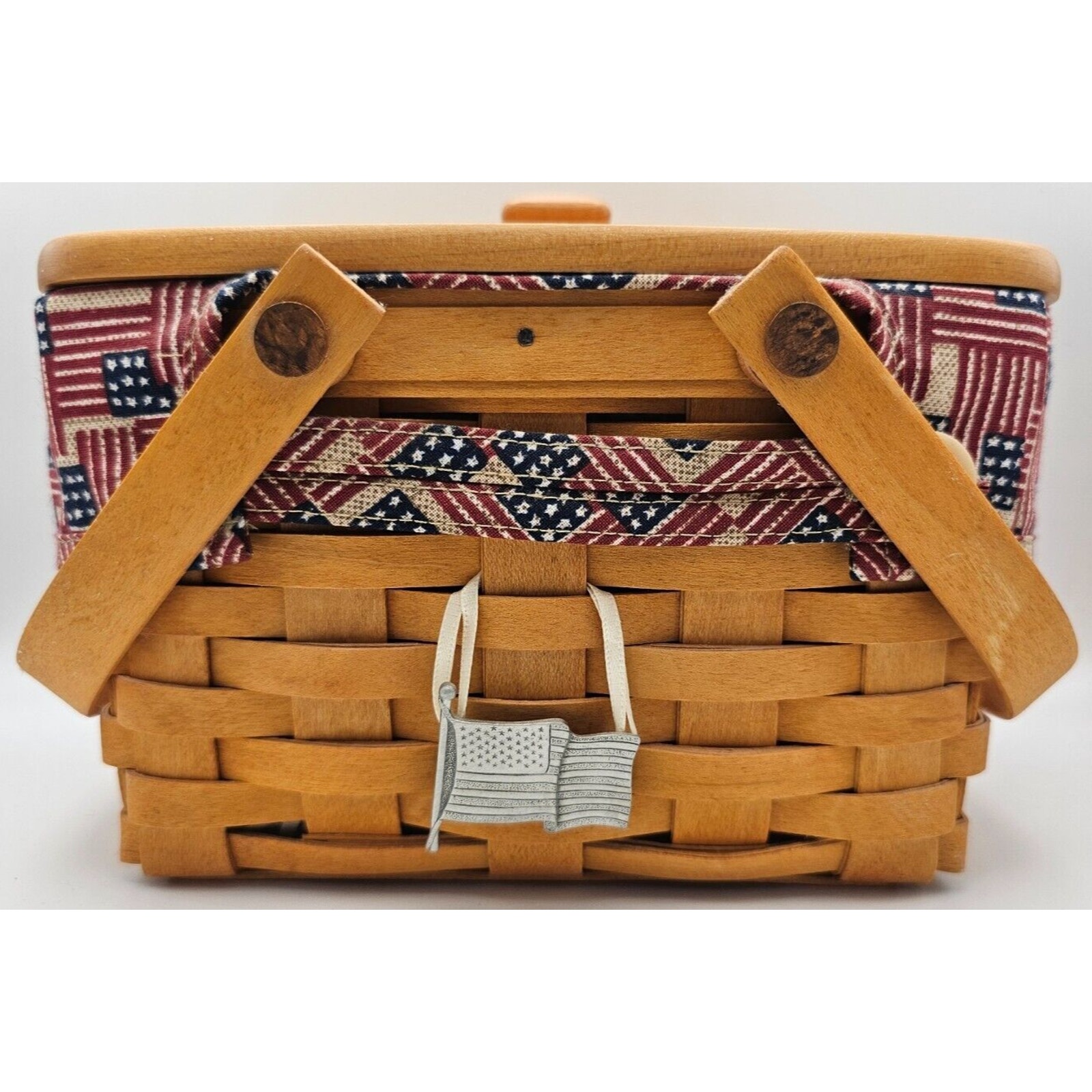 2002 Patriotic Old Glory Longaberger Basket With Lid