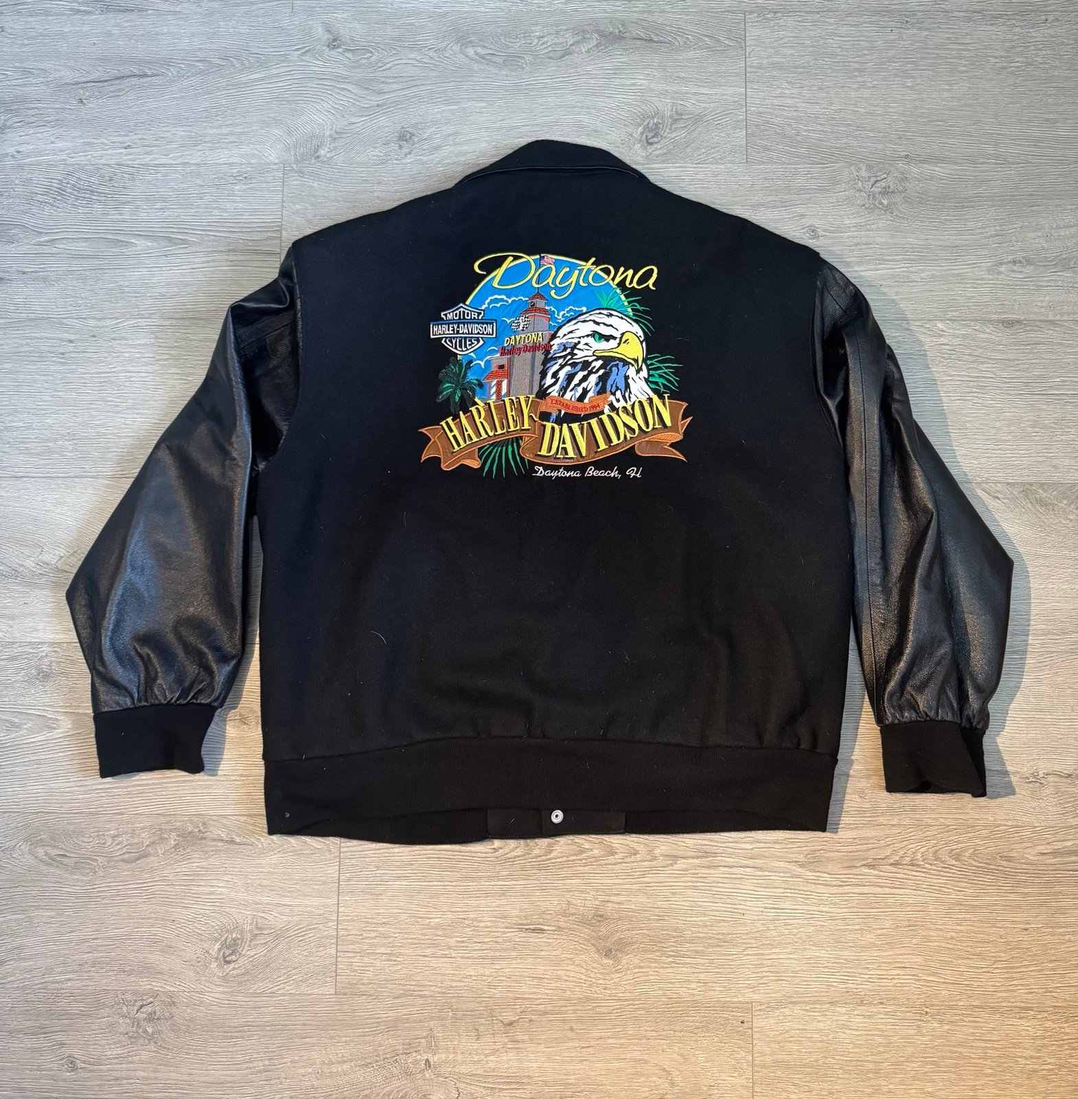 Vintage vtg Leather Jeff Hamilton Harley Davidson Daytona Biker Jacket XXL