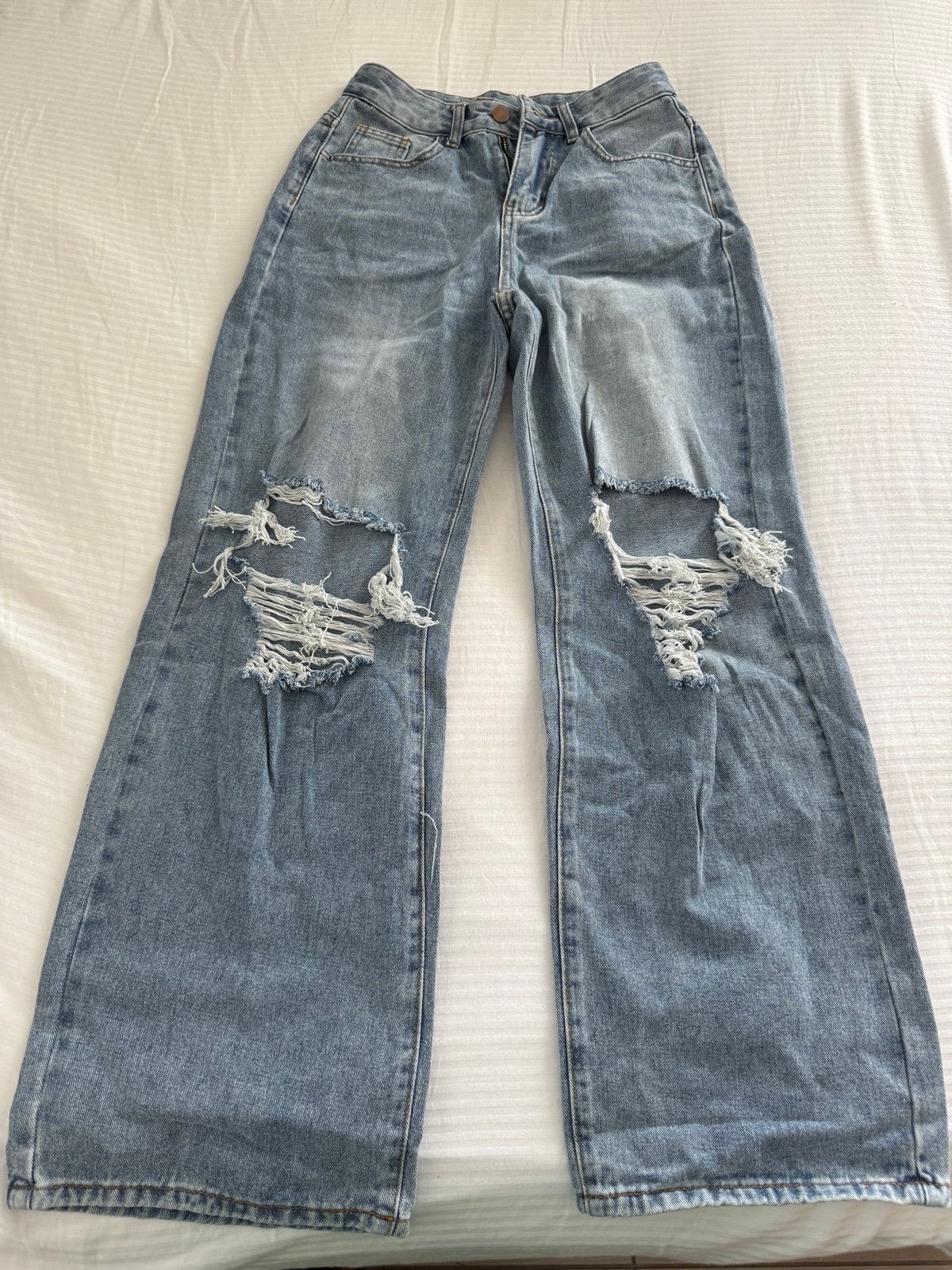 High waist ripped wide leg jeans