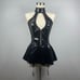 Black Leather Open Back Halter Bodysuit