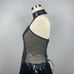 Black Leather Open Back Halter Bodysuit