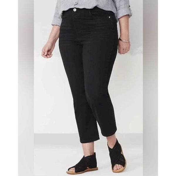 J. Jill High-Rise Pull-On Cropped Jeans. Noir Wash Size 16R