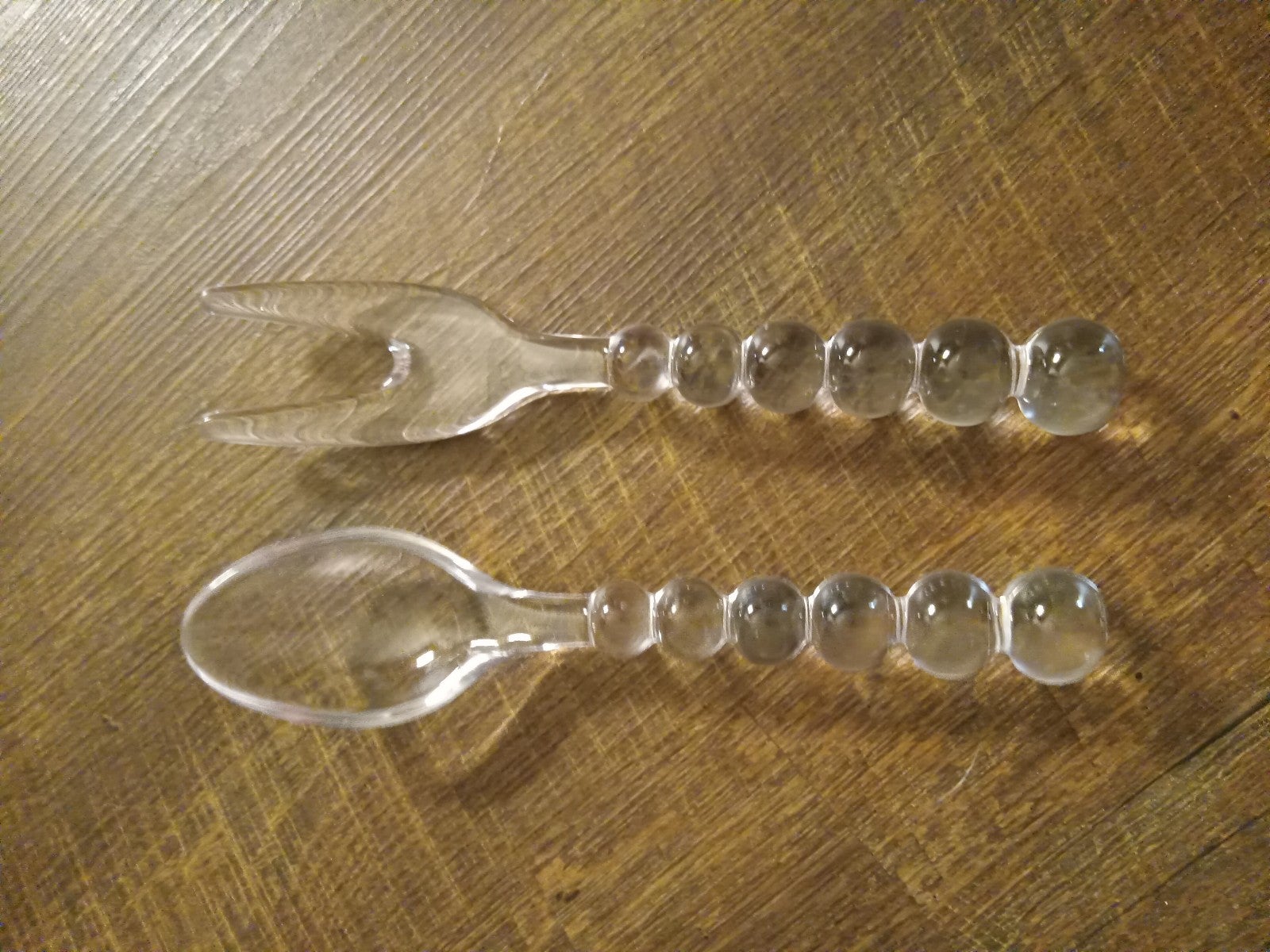 Imperial Candlewick salad tongs crystal spoon fork