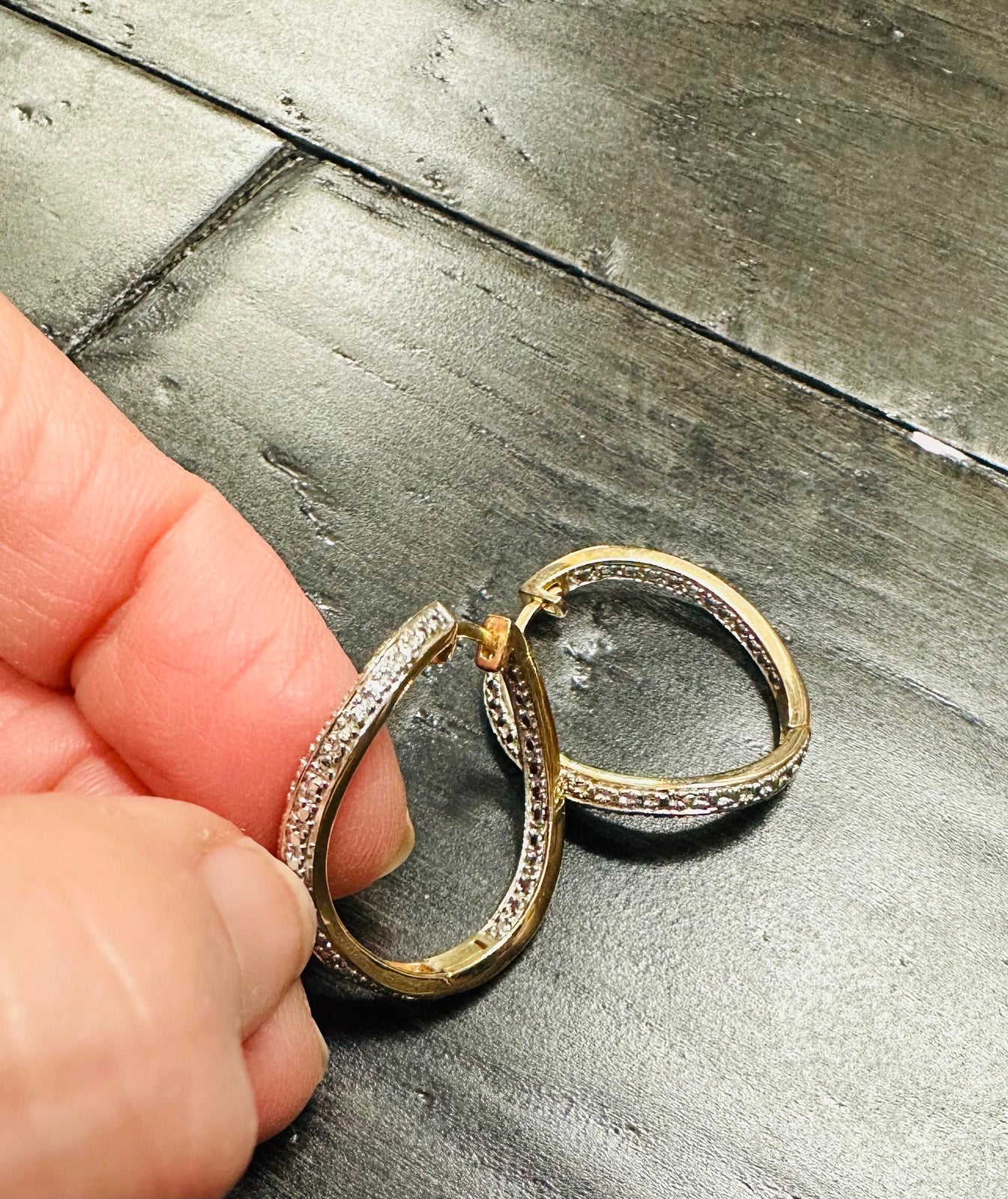 Gold and Diamond Hoop Earrings
