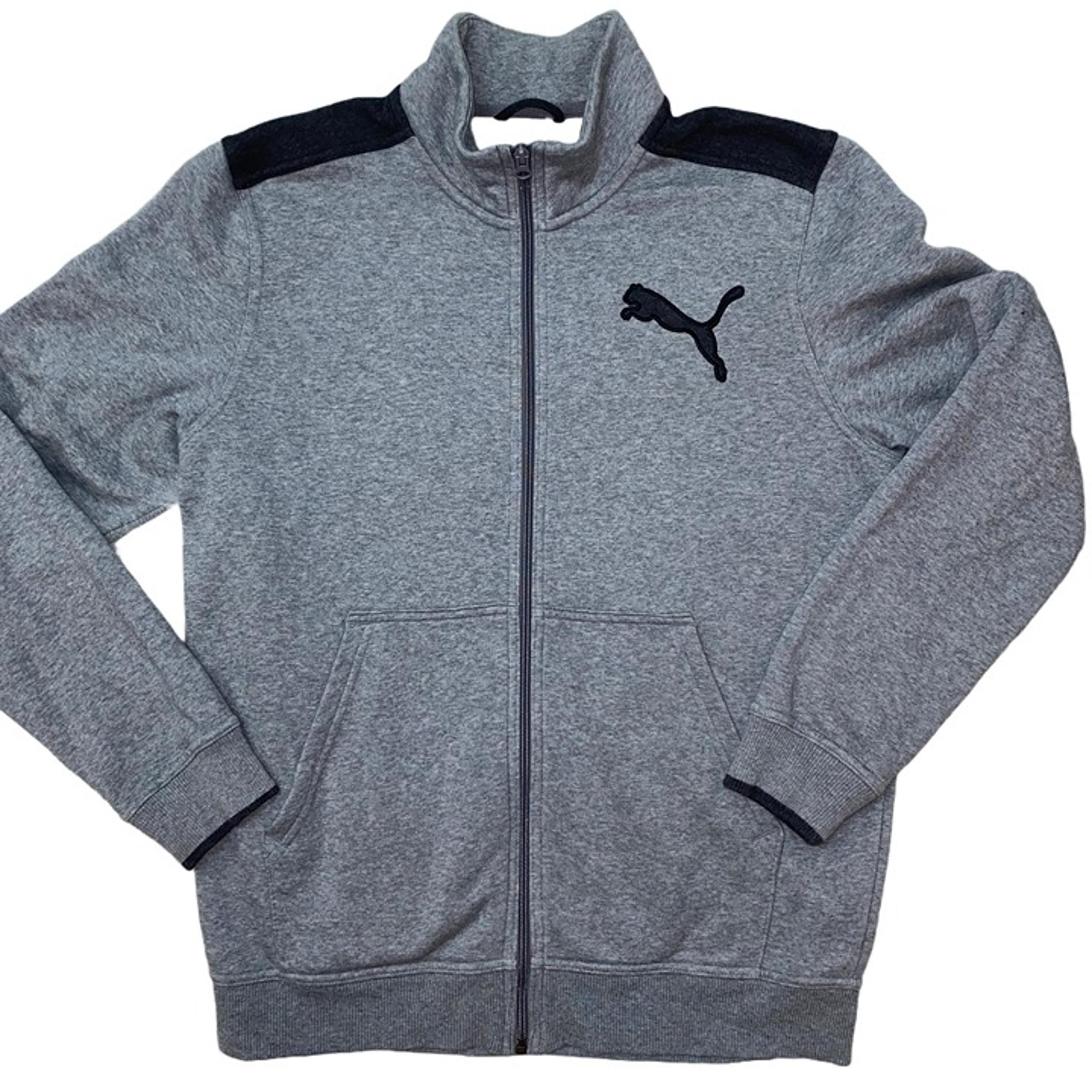 Puma Gray heathered full zip fleece track jacket mens M 0348