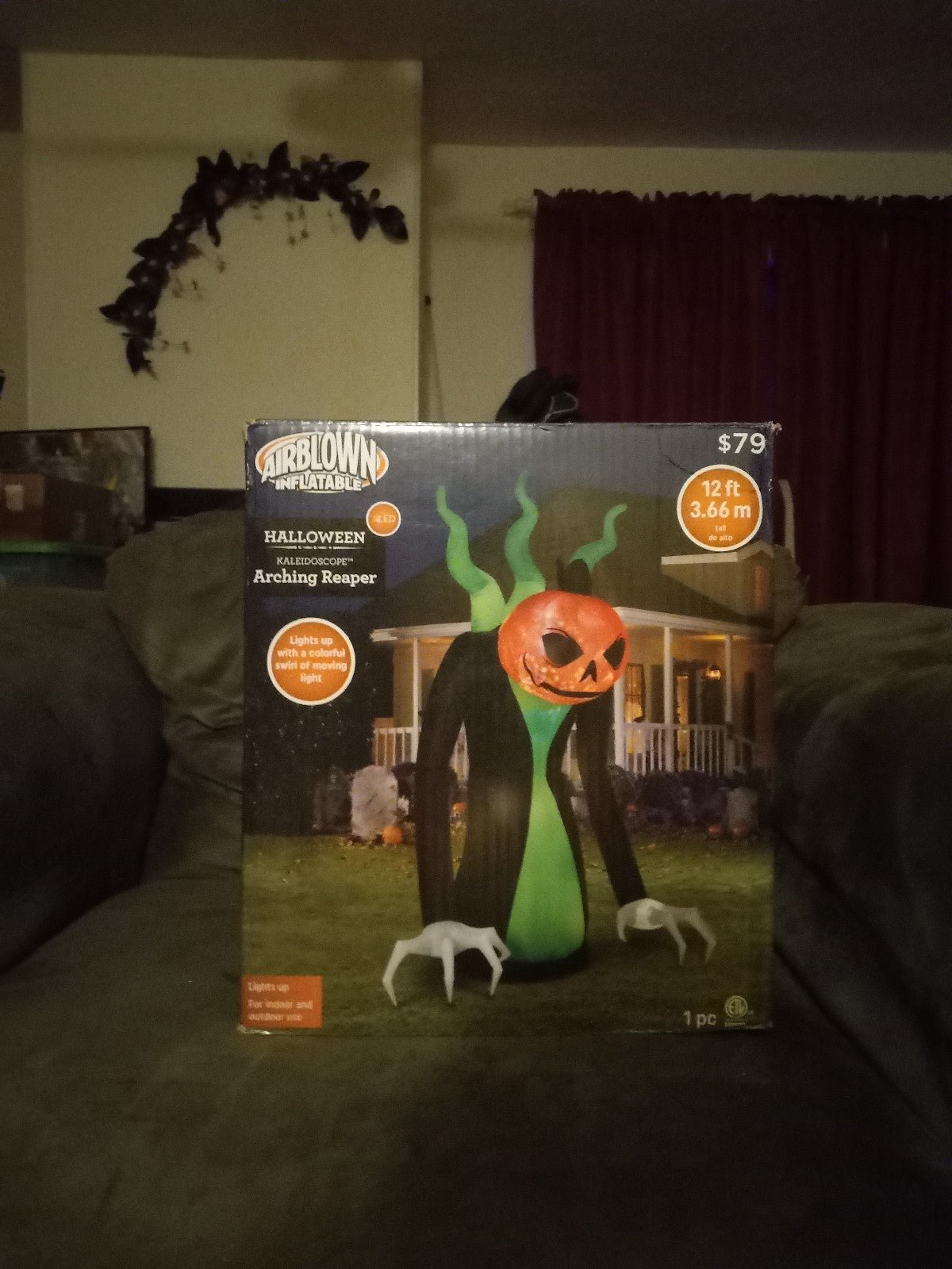 Airblown inflatable gemmy walmart 12 ft kaleidoscope arching pumpkin reaper